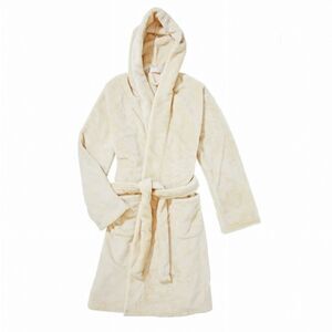 Summer & Rose Cozy Hooded Plush Robe Tie Belt Pockets Cream Size XS/S/M New OOS